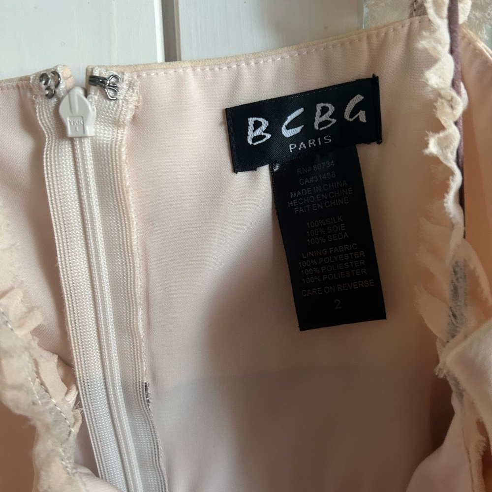 BCBG Cream and Brown Strapless Dress Size 2 - Picture 5 of 7